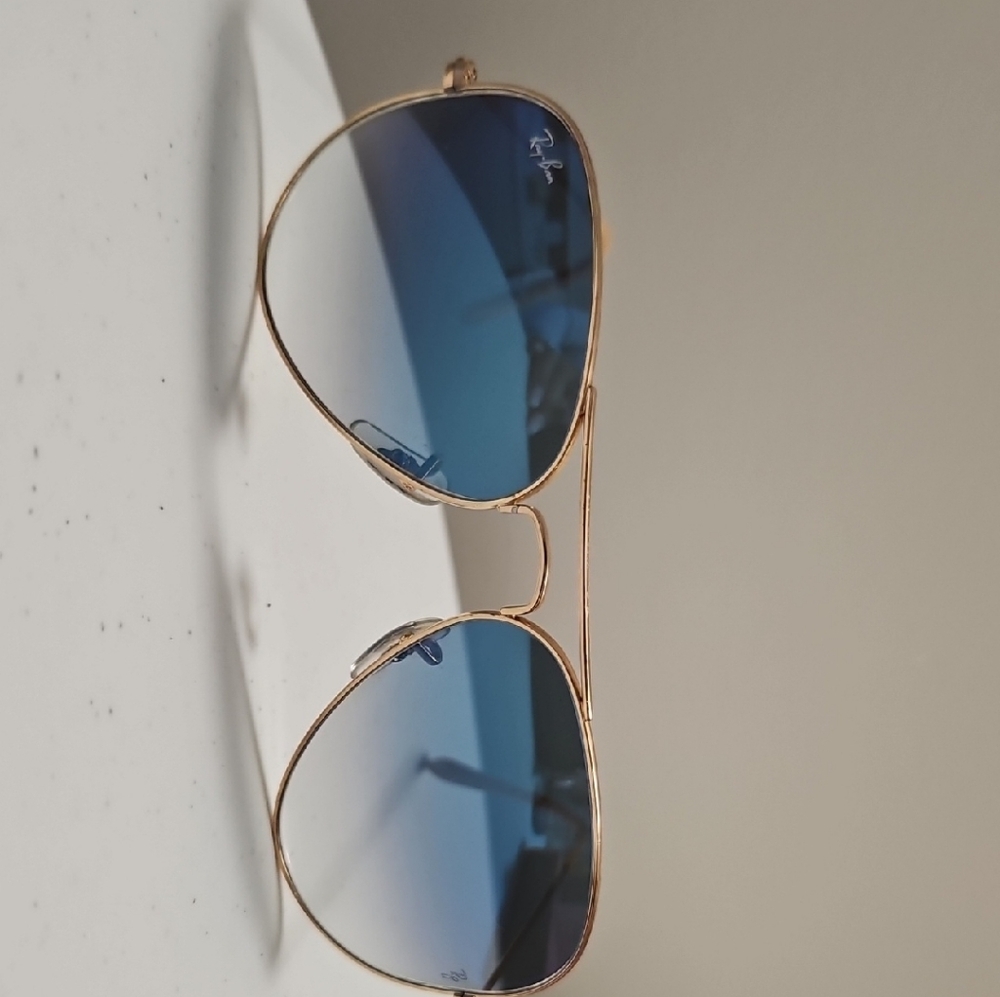 Ray-Ban Gold Frame with Blue Gradient Lenses Sunglasses